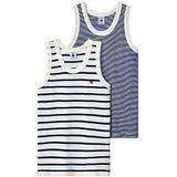 Petit Bateau Tanktop (2 stuks) voor jongens, wit + blauw, 4 jaar, Wit + Blauw