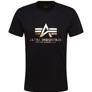 ALPHA INDUSTRIES Basic T-Shirt Foil Print T-shirt pour homme, 583-Noir/jaune doré, XXL