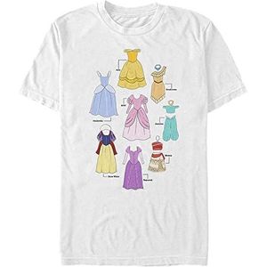 Disney T-shirt met korte mouwen, uniseks, prinses, tekstboekjurken organisch, wit, M, Weiss