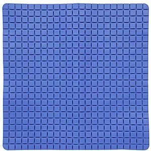 MSV Douche/bad anti-slip mat badkamer - rubber - blauw - 54 x 54 cm - met zuignappen