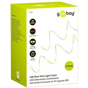 Goobay 2 x 20 LED lichtketting timer functie batterij aangedreven totale lengte 1,05 m 44590