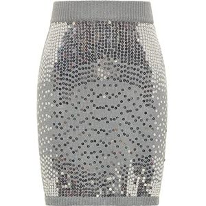 nelice Jupe en tricot pour femme, Gris argenté., M-L