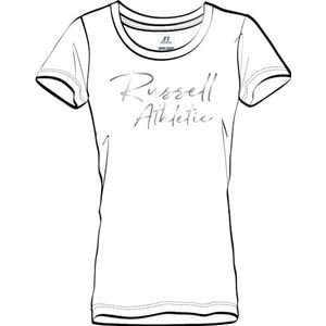 RUSSELL ATHLETIC T-shirt à col rond S/S pour femme, blanc, S