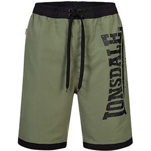 Lonsdale Clennell Beach Shorts voor heren, zwart/olijfgroen