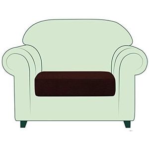 TOYABR Kussensloop voor bank, fauteuil, bank, stretch, meubelbescherming met elastiek aan de onderkant voor woonkamer (1-zits, chocolade)