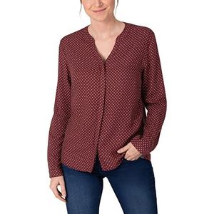 Timezone Henley damesblouse met button down, Red Ground Squares