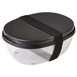 Mepal Ellipse Salade - Nordic black - met 1300 + 600 ml - de ideale Bento Box voor het meenemen van salades onderweg - slakom met deksel