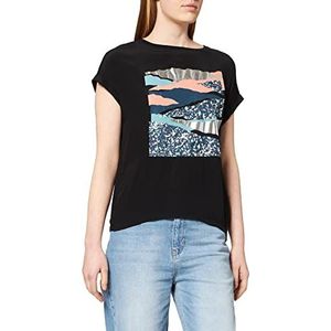 s.Oliver Mouwloos T-shirt voor dames, losse snit, Black Placed Print