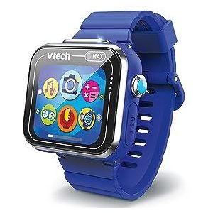 VTech - KidiZoom SmartWatch MAX blauw, ergonomisch kinderhorloge, foto, selfie, video, kleurentouchscreen, high-tech speelgoed, cadeau voor kinderen en jongeren van 5 jaar tot 14 jaar - inhoud in het