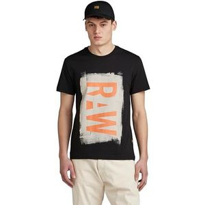 G-STAR RAW Geschilderd ruw Gr R T T-shirt heren, Zwart (Dk Black D25014-336-6484)