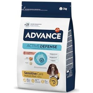 ADVANCE Sensitive Medium-Maxi – droogvoer voor honden, medium-maxi volwassenen, voor spijsverterings- en huidgevoeligheden, met zalm en rijst, 3 kg