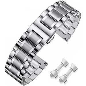 HEYOZURY Horlogebandjes voor horloges met rechte en gebogen uiteinden, 16 mm, 18 mm, 19 mm, 20 mm, 22 mm, 24 mm, metalen reservearmband voor dames en heren