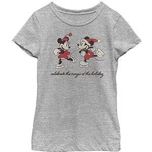 Disney T-shirt Mickey and Minnie The Magic Of The Vakantie Christmas Girls Grey Heather Athletic XS, Athletic grijs gemêleerd