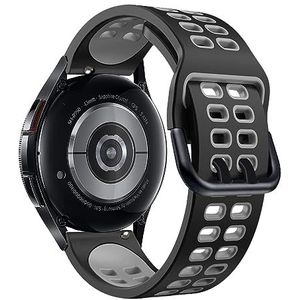 Niboow Armband voor Samsung Galaxy Watch 6 Classic (43 mm/47 mm), sport, zacht, ademend, siliconen, horlogebandjes voor Samsung Galaxy Watch 6 (40 mm/44 mm) (zwart/grijs)