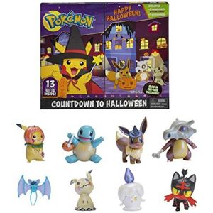 Bandai - Pokemon Halloween-kalender 8 figuren en 5 accessoires - Pikachu, Evoli, Carapuce, Osselait, Nosferapti, Mimiqui, Flamiaou, Funécire-JW2385, JW2385, meerkleurig