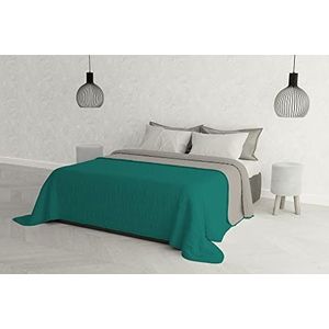 MB HOME ITALY Elegant zomerdekbed, lichtgrijs/watergroen, 260 x 270 cm