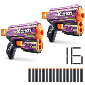X-Shot Skins Flux Crucifer Set van 2 (16 darts), schuimrubberen dartblaster, speelgoedpistool, schuimpijlen met luchtzaktechnologie