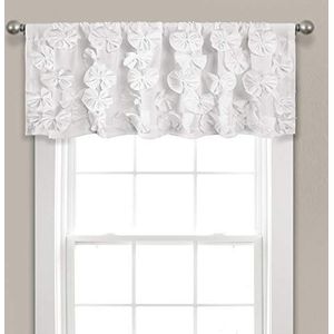 Lush Decor Transparant venstergordijn met ruches, gestructureerde strik, voor woonkamer, eetkamer, slaapkamer (eenpersoon), polyester, wit, dwarsbehang 45,7 cm lang