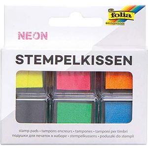 folia 30182 Neon stempelkussens, 6 stuks, verschillende kleuren, ideaal voor het versieren van kaarten en andere knutselwerkzaamheden