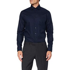 Seidensticker Zakelijk overhemd voor heren, gemakkelijk te strijken, met regular fit, lange mouwen, Kent kraag, borstzak, 100% katoen, Donkerblauw