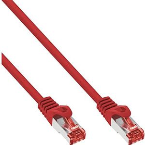 InLine 76950R patchkabel S/FTP (PiMf), Cat6, 250 MHz, halogeenvrij, koper, rood, 0,5 m