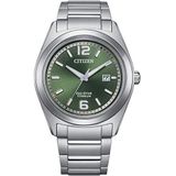 Citizen Eco-Drive herenhorloge met titanium armband AW1641-81X, groen, modern, Groen, Modern