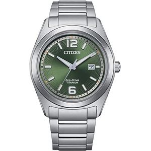 Citizen Eco-Drive herenhorloge met titanium armband AW1641-81X, groen, modern, Groen, Modern