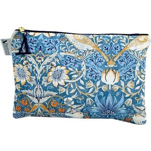 William Morris Strawberry Thief Grote make-uptas, blauw, 25 cm x 17 x 1,5 cm, zachte tas met ritssluiting, Blauw, Zachte tas met ritssluiting