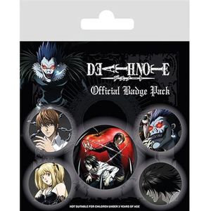 Death Note (Characters) badge set, meerkleurig, 10 x 12,5 cm