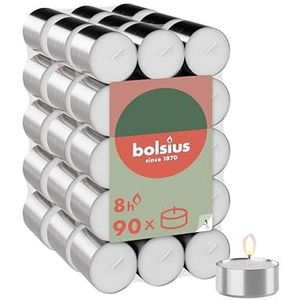 Bolsius - Set van 90 theelichtjes - 8 uur brandduur - Wit - Brandlengte - Decoratieve huishoudkaarsen - Zonder palmolie - Schone verbranding