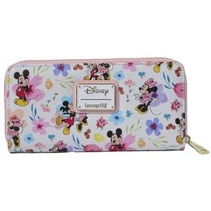 Loungefly Disney Mickey Minnie Mouse portemonnee met ritssluiting, bloemenmotief, meerkleurig
