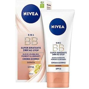 NIVEA Essentials BB Cream Hydratatie 24 uur + glans, vochtinbrengende crème voor gezicht, medium tint, biologische jojoba-olie, dagverzorging SPF 15
