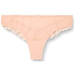 women'secret Braziliaanse broekje van bevlokte tule en zwarte kant, dames, roze, M, Roze