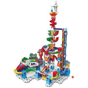VTech - Marble Rush, elektronische kogelbaan Super Sky Tower Set XL300E, bouwspel, 143-delig, 10 ballen, cadeau voor kinderen vanaf 4 jaar - inhoud in het Frans