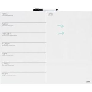 Desq® Weekplanner 40 x 50 cm - verticale lay-out zonder lijst, whiteboard-marker, magnetische pijlen, droog afwisbaar, Duits