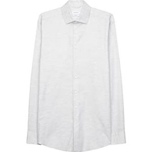 Seidensticker Zakelijk overhemd voor heren, strijkvrij met rechte snit, regular fit, lange mouwen, kentkraag, 100% katoen, grijs.