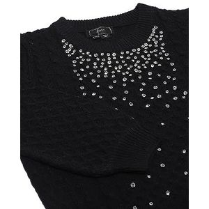 faina Tricot vintage pour femme avec perles torsadées Noir Taille XS/S, Noir, XL
