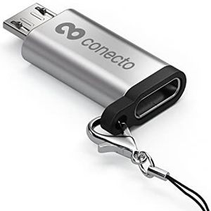 conecto, adaptateur micro USB vers USB-C, prise en charge OTG, compatible avec les appareils Apple, parfait pour les vélos électriques, boucle/mousqueton inclus, boîtier en aluminium, argent, lot de 2