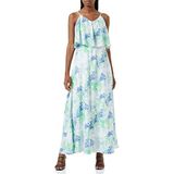 IZIA Dames maxi-jurk met all-over print, blauw en groen.