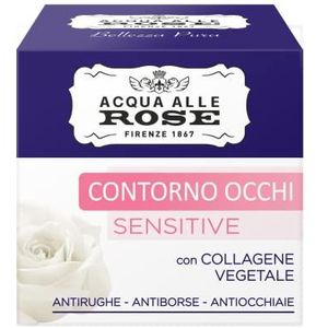 Acqua alle Rose, Sensitive Anti-rimpel oogcrème anti-aging en anti-oogkringen, met plantaardig collageen en rozenextract, natuurlijke ingrediënten, 15 ml