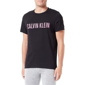 Calvin Klein Heren T-shirt Grafisch Wit, Zwart (zwart met roze fuchsia)