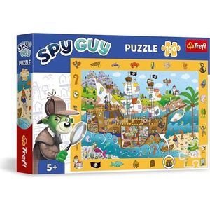 Trefl - Puzzle d’observation Spy Guy : Bateau pirate - 100 Pièces - Trouvez tous les Objets du Cadre, Puzzle Coloré Plein de Détails, Développement de Perspicacité pour les Enfants à partir de 5 ans