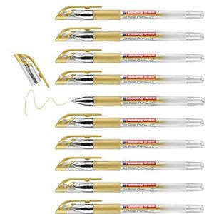 edding 2185 gel-rollerball goudkleurig, 10 pennen, 0,7 mm, gelpen om te schrijven, voor mandala's, bullet journals, gelrollers, rollerbalpen
