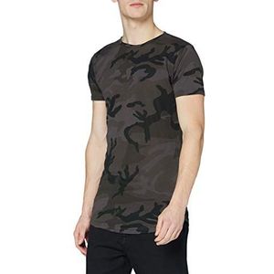 Urban Classics Camo Shaped Long Tee T-shirt, meerkleurig (Camouflage donker 784), S Heren, zwart.