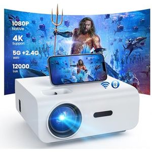 HOPVISION Mini vidéoprojecteur WiFi Bluetooth Full HD 1080P 4K Home Cinéma pris en charge avec fonction zoom, écran 300'' compatible avec smartphone/HDMI/USB/ordinateur portable/Fire Stick/PS5