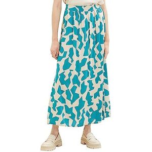 TOM TAILOR Maxi-rok voor dames met patronen, 32146 - petrol blauw groot abstract design, 36, 32146 - Groot abstract design petrol blauw