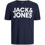 Jack & Jones Set van 2 T-shirts plus size ronde hals shirt plus size logo design print, marineblauwe blazer, 4XL (grote maat), Marineblauwe blazer