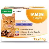 Iams Terre Land Collection Natvoer voor volwassen katten, 12 zakjes van 85 g