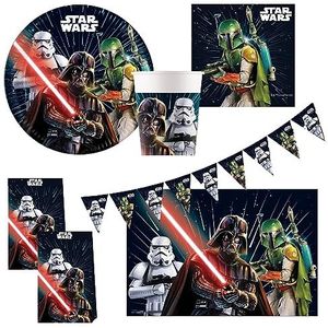 Procos 10215307DY - Star Wars Galaxy partyset, 46-delig wegwerpset voor kinderverjaardag en themafeest, tafeldecoratie