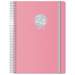 Dohe Memphis jaarplanner 2022, weekplanner, weekkalender, dagplanner, 15 x 21 cm, middelgroot, roze, draagbare maandplanner, ringplanner